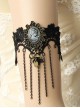 Gothic Fashion Retro Beauty Bowknot Black Lace Rose Tassel Wedding Dress Female Wide Armband