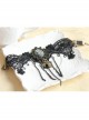 Gothic Fashion Retro Beauty Bowknot Black Lace Rose Tassel Wedding Dress Female Wide Armband