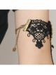 Gothic Fashion Retro Beauty Bowknot Black Lace Rose Tassel Wedding Dress Female Wide Armband