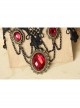 Goth Fashion Retro Bride Wedding Dress Ruby Black Lace Flower Tassel Female Armband