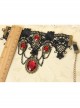 Goth Fashion Retro Bride Wedding Dress Ruby Black Lace Flower Tassel Female Armband