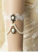 Retro Fashion Baroque Bride White Pearl Lace Flower Wedding Dress Female Armband