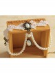 Retro Fashion Baroque Bride White Pearl Lace Flower Wedding Dress Female Armband