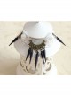 Fashion Casual Retro Bride Wedding Dress Dancing White Lace Pearl Black Rivet Armband