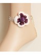 Fashion Retro Leisure Purple Rose Flower Female Golden Lace Anklet