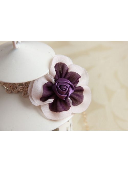 Fashion Retro Leisure Purple Rose Flower Female Golden Lace Anklet
