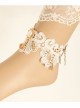 Fashion Handmade Retro White Lace Flower Pearl Female Rose Gold Leaf Female Anklet