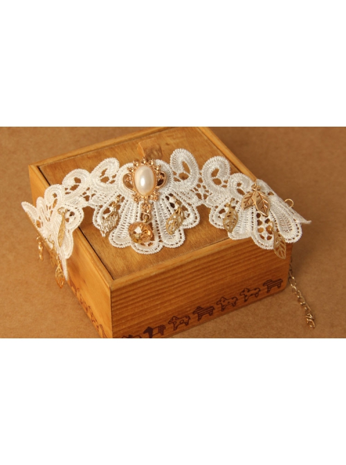 Fashion Handmade Retro White Lace Flower Pearl Female Rose Gold Leaf Female Anklet
