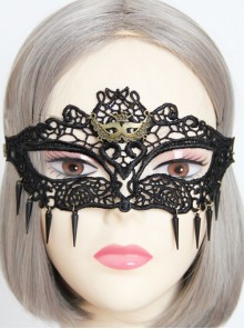 Fashion Retro Black Lace Rivets Grim Reaper Fox Head Beauty Princess Masquerade Half Face Mask