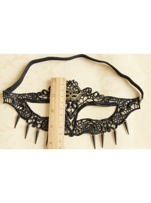 Fashion Retro Black Lace Rivets Grim Reaper Fox Head Beauty Princess Masquerade Half Face Mask