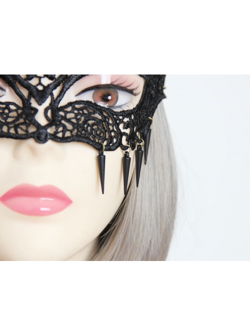 Fashion Retro Black Lace Rivets Grim Reaper Fox Head Beauty Princess Masquerade Half Face Mask