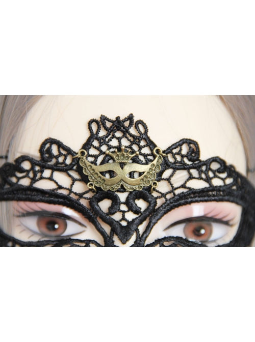 Fashion Retro Black Lace Rivets Grim Reaper Fox Head Beauty Princess Masquerade Half Face Mask