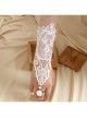 Bride Fashion Retro White Pearl Lace Flower Long Wedding Dress With Ring Female Gloves Bracelet