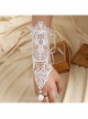 Bride Fashion Retro White Pearl Lace Flower Long Wedding Dress With Ring Female Gloves Bracelet