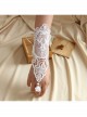 Bride Fashion Retro White Pearl Lace Flower Long Wedding Dress With Ring Female Gloves Bracelet
