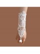 Bride Fashion Retro White Pearl Lace Flower Long Wedding Dress With Ring Female Gloves Bracelet