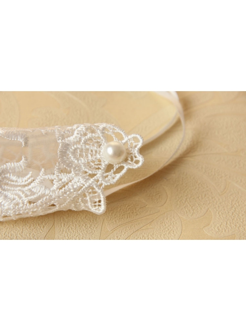 Bride Fashion Retro White Pearl Lace Flower Long Wedding Dress With Ring Female Gloves Bracelet