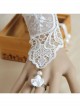 Bride Fashion Retro White Pearl Lace Flower Long Wedding Dress With Ring Female Gloves Bracelet