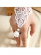 Bride Fashion Retro White Pearl Lace Flower Long Wedding Dress With Ring Female Gloves Bracelet
