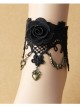 Gothic Retro Fashion Love Wings Black Lace Rose Flower Female Anklet