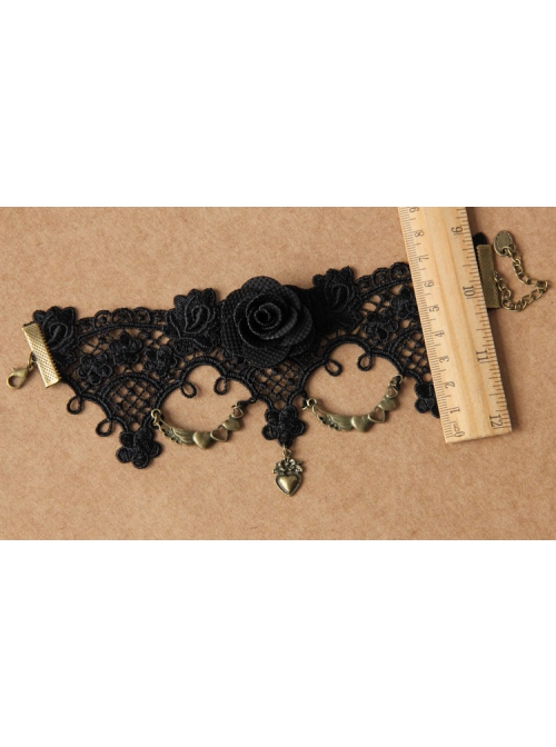 Gothic Retro Fashion Love Wings Black Lace Rose Flower Female Anklet