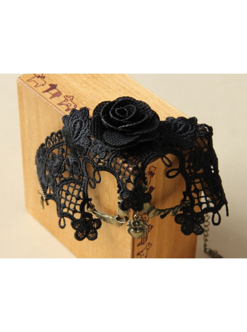Gothic Retro Fashion Love Wings Black Lace Rose Flower Female Anklet