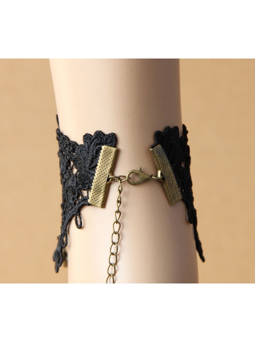 Gothic Retro Fashion Love Wings Black Lace Rose Flower Female Anklet
