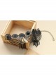 Retro Palace Fashion Black Tassel Gem Gothic Lace Female Anklet