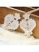Baroque Palace Retro Fashion Personality Queen White Pearl Lace Flower Female Earrings