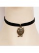 Retro Simple Bronze Owl Black Velvet Rope Fashion Female Short Necklace