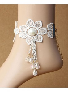 Bride Wedding Dress Sexy Fashion Crystal White Lace Pearl Female Anklet