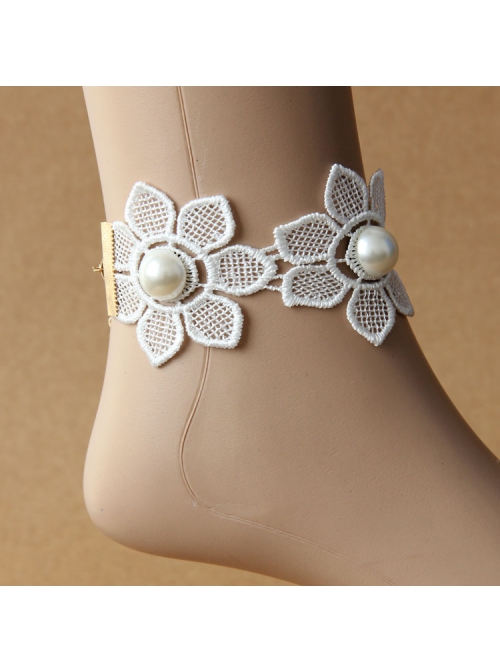 Bride Wedding Dress Sexy Fashion Crystal White Lace Pearl Female Anklet