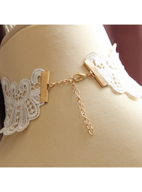 Bride White Lace Beauty Portrait Tassel Retro Lolita Fashion Exaggerated Female Choker