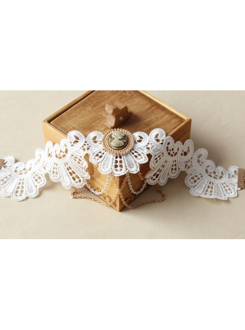 Bride White Lace Beauty Portrait Tassel Retro Lolita Fashion Exaggerated Female Choker