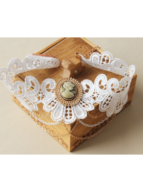 Bride White Lace Beauty Portrait Tassel Retro Lolita Fashion Exaggerated Female Choker