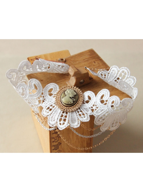 Bride White Lace Beauty Portrait Tassel Retro Lolita Fashion Exaggerated Female Choker