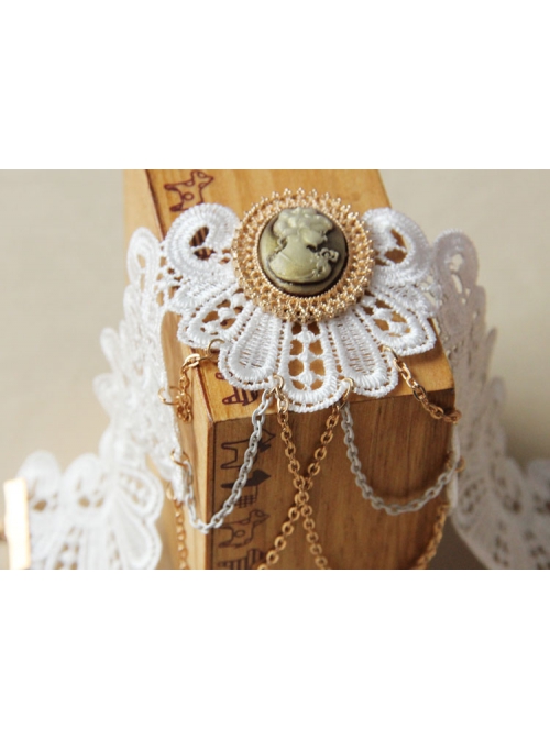 Bride White Lace Beauty Portrait Tassel Retro Lolita Fashion Exaggerated Female Choker