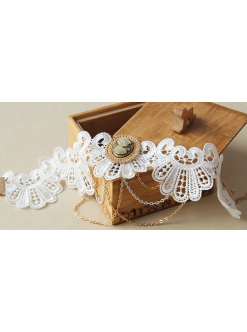 Bride White Lace Beauty Portrait Tassel Retro Lolita Fashion Exaggerated Female Choker