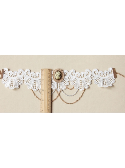 Bride White Lace Beauty Portrait Tassel Retro Lolita Fashion Exaggerated Female Choker