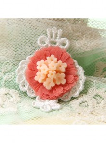 Handmade Retro Fashion Sweet Pink Fabric Flower White Lace Female Brooch