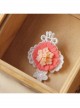 Handmade Retro Fashion Sweet Pink Fabric Flower White Lace Female Brooch