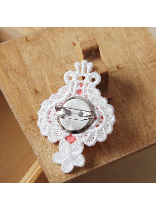 Handmade Retro Fashion Sweet Pink Fabric Flower White Lace Female Brooch