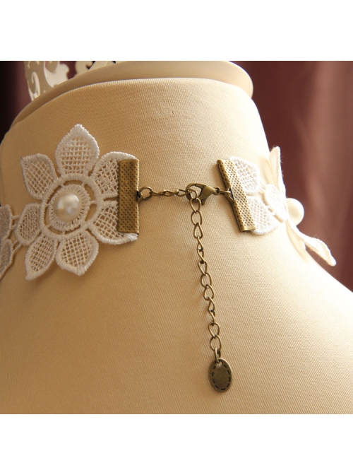 Bride Wedding Fashion White Lace Flower Crystal Tassel Female Necklace