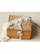 Bride Wedding Fashion White Lace Flower Crystal Tassel Female Necklace