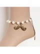 Handmade Fashion Cute White Pearl Mustache Female Anklet