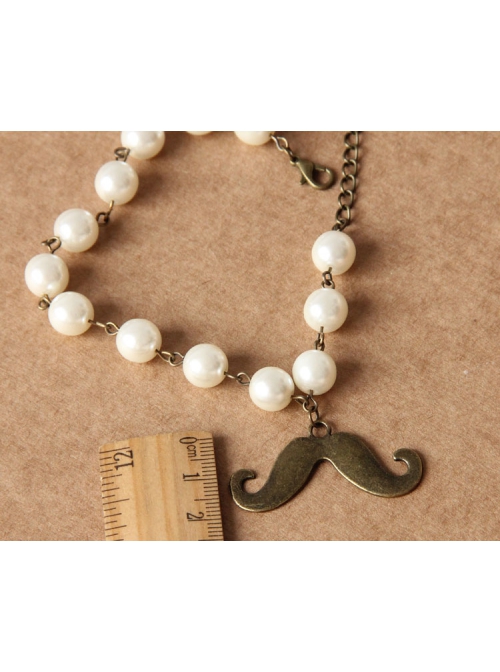 Handmade Fashion Cute White Pearl Mustache Female Anklet