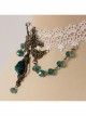 Fashion Fashion Retro Personality White Lace Dark Green Rose Flower Crystal Female Short Necklace