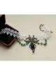 Fashion Fashion Retro Personality White Lace Dark Green Rose Flower Crystal Female Short Necklace