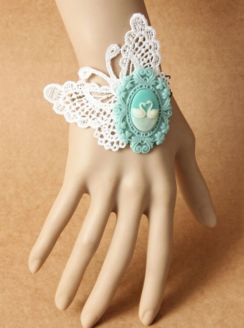 Retro Fashion Personality Prom White Lace Butterfly Blue Swan Female Bracelet