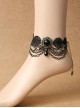 Retro Fashion Punk Gothic Black Lace Resin Drill Tassel Female Anklet